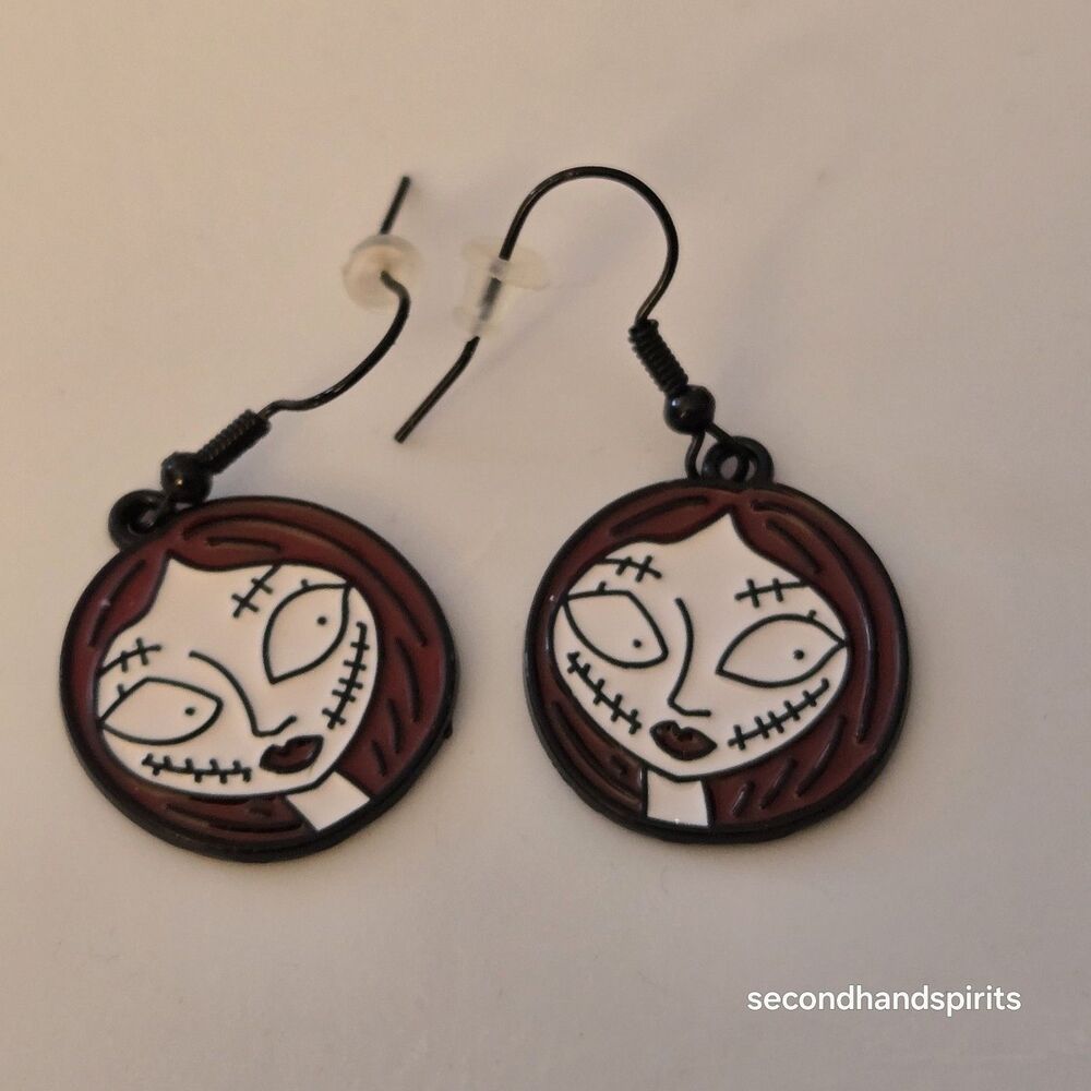 Nightmare Before Christmas Sally Face Dangle Earrings Halloween Spooky Jewelry